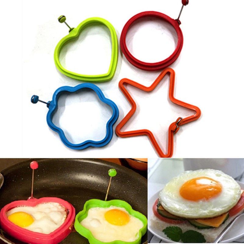 1PC Silicone Pancake Rings Fried Egg Mold Non-stick Kitchen Egg Cooking Tools Stars Heart Round Flower Shape Egg Mold OK 0283