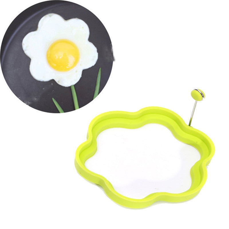 1PC Silicone Pancake Rings Fried Egg Mold Non-stick Kitchen Egg Cooking Tools Stars Heart Round Flower Shape Egg Mold OK 0283