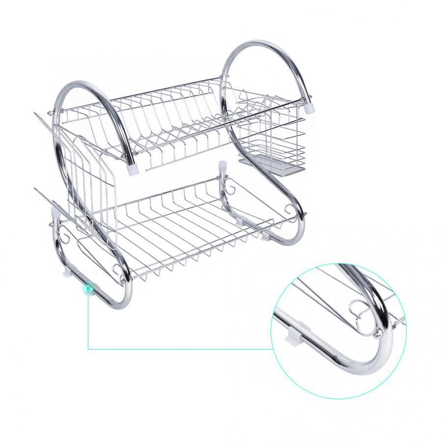 2 Tiers Dish Drying Rack Home Kitchen Dish Plate Bowl Cup Drying Rack Drainer Holder Organizer kichen Accessories