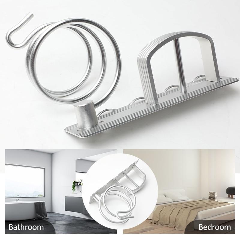 2020 New Aluminum DIY Hair Dryer Rack Wall Mounted Hairdryer Straightener Holder Set Bathroom Shelf for Washroom Supplies