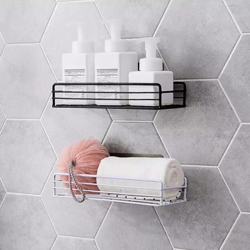 2pcs Bathroom shelf Corner Storage Rack Organizer Shower Wall Shelf Adhesive No Drilling Iron Kitchen Bathroom Shelve Kitchen