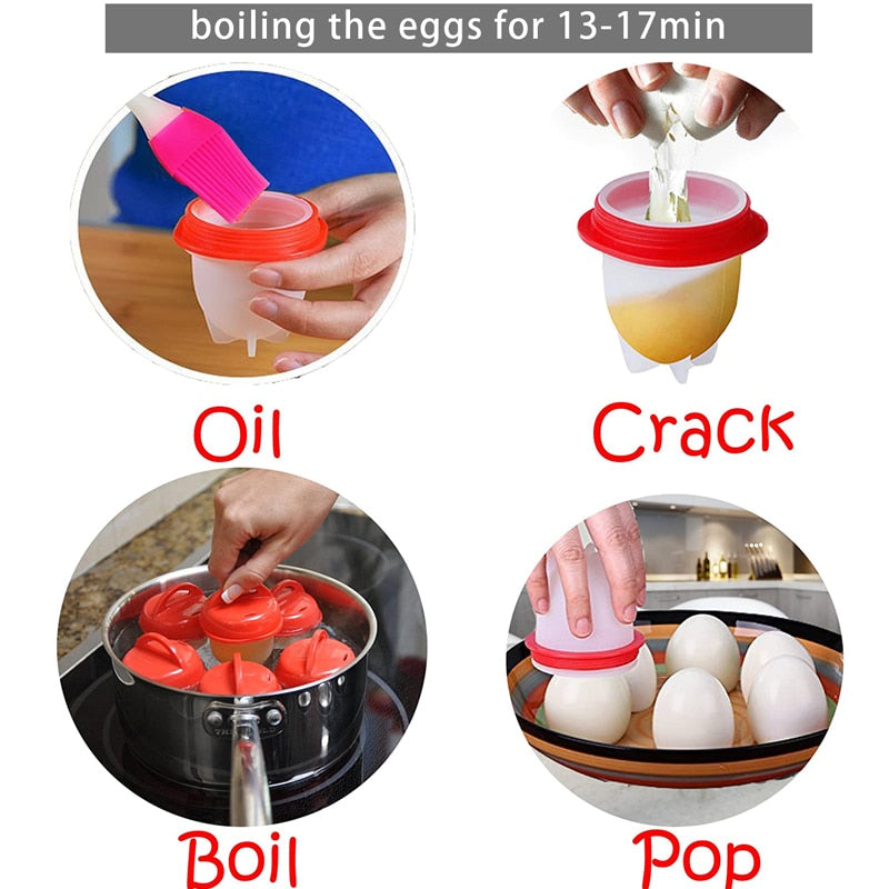 6pcs/set Egg Cooker Egg Poachers Non-stick Silicone Boiled Eggs Cup Kitchen Gadgets Baking Accessories Mold Cooking Egg Cooker