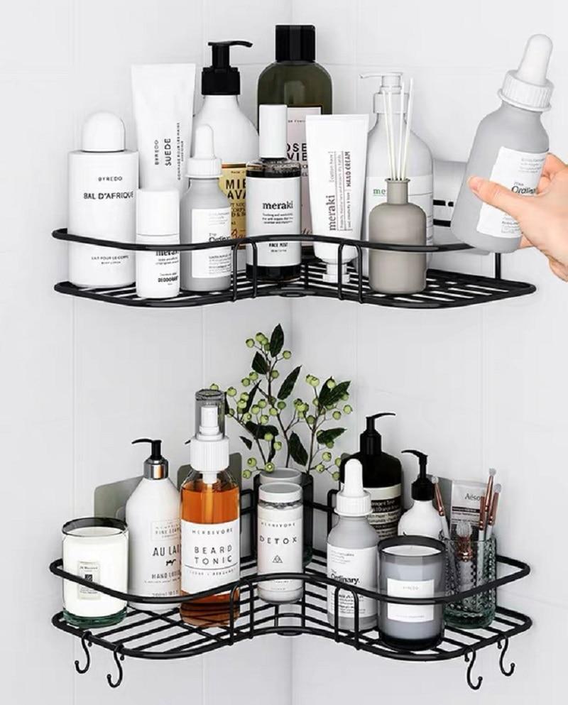 Bathroom Shelf Metal Shelf Storage Rack Stainless Steel Punch-Free Firm Shower Kitchen Fitted Wall Storage Organizer Rack