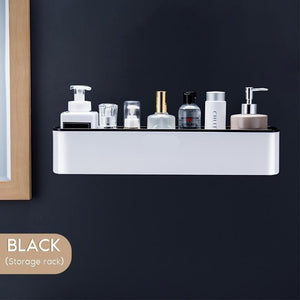 Bathroom Shelf Shower Caddy Organizer Wall Mount Shampoo Rack With Towel Bar No Drilling Kitchen Storage Bathroom Accessories