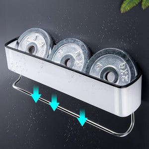 Bathroom Shelf Shower Caddy Organizer Wall Mount Shampoo Rack With Towel Bar No Drilling Kitchen Storage Bathroom Accessories