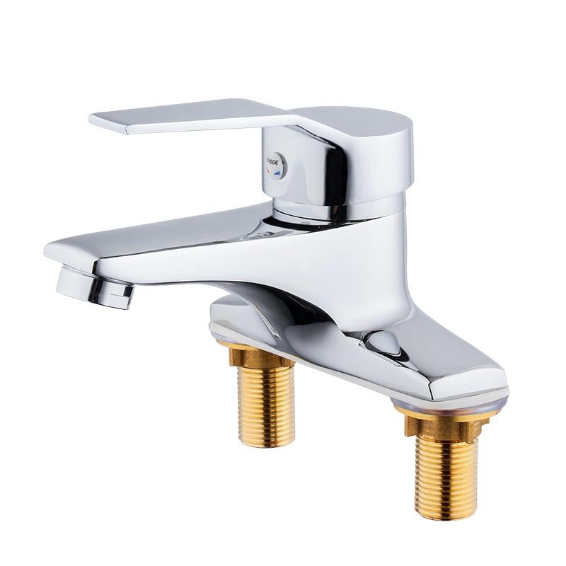 Copper Double Hole Installation Wash Basin Faucet Hot And Cold Water Faucet Sink Faucet Mixer Single Handle Water Sink Mixer Tap