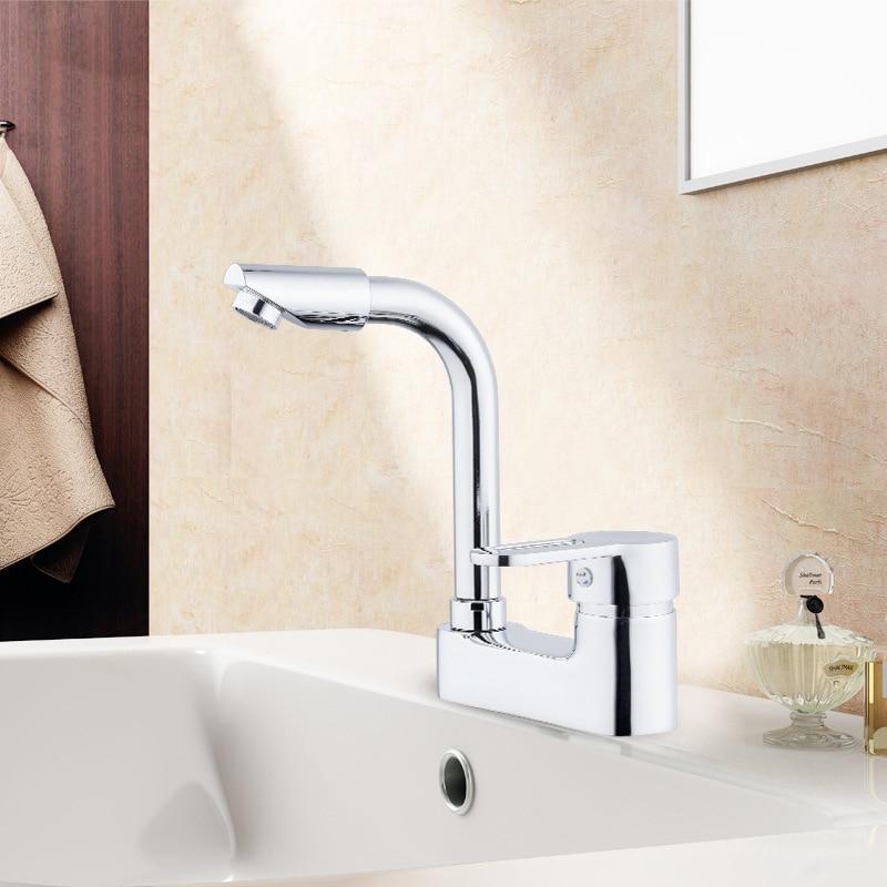 Double Hole Single Handle Basin Faucet Hot And Cold Water Brass Faucet Rotatable Head Washbasin Faucet