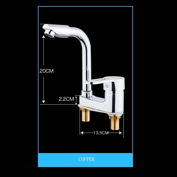 Double Hole Single Handle Basin Faucet Hot And Cold Water Brass Faucet Rotatable Head Washbasin Faucet