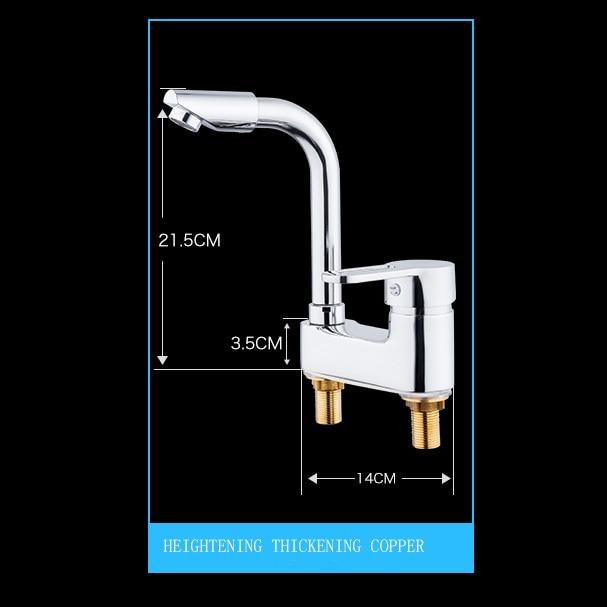 Double Hole Single Handle Basin Faucet Hot And Cold Water Brass Faucet Rotatable Head Washbasin Faucet