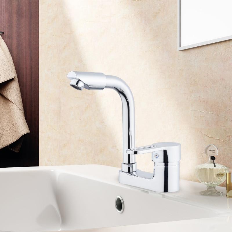 Double Hole Single Handle Basin Faucet Hot And Cold Water Brass Faucet Rotatable Head Washbasin Faucet