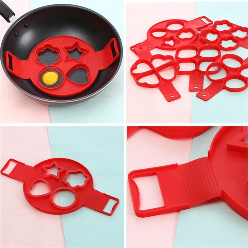 Egg Pancake Ring Nonstick Pancake Maker Mold Silicone Egg Cooker fried egg shaper Omelet Moulds for Kitchen Baking Accessories