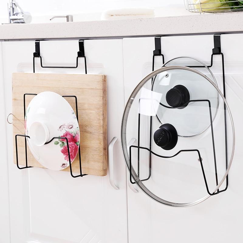 Houmaid Kichen Pot Covers Storage Rack Chopping Blocks Shelves Hanging Cabinet Cutting Board Storage Black Creative Holders