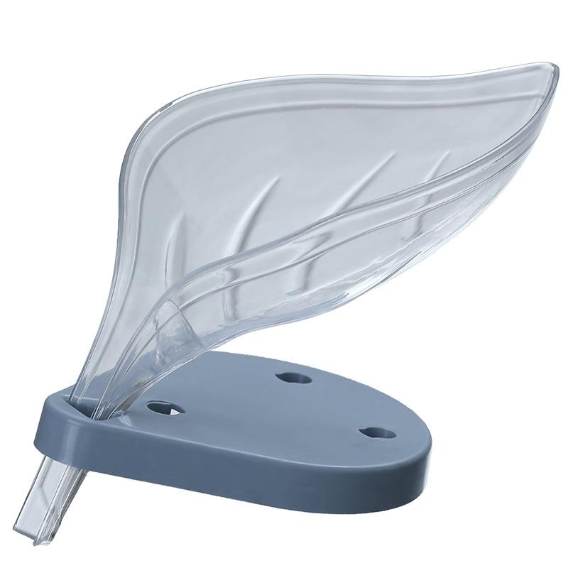 Leaf Shape Soap Box Bathroom Soap Holder Dish Storage Plate Tray Silicone Sucker Non-slip Drainage Plastic Box Bathroom Supplies