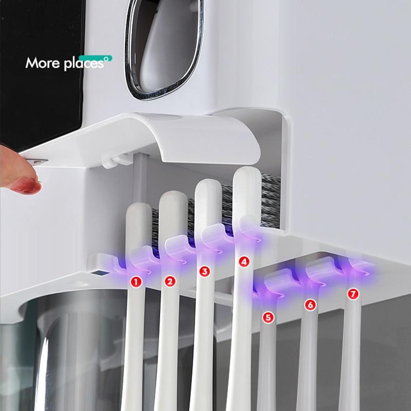 2020New Bathroom Accessories Toothbrush Holder With Cups Automatic Toothpaste Squeezer For Bathroom Organizer Storage Rack