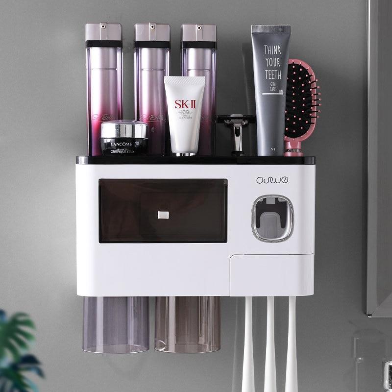 2020New Bathroom Accessories Toothbrush Holder With Cups Automatic Toothpaste Squeezer For Bathroom Organizer Storage Rack