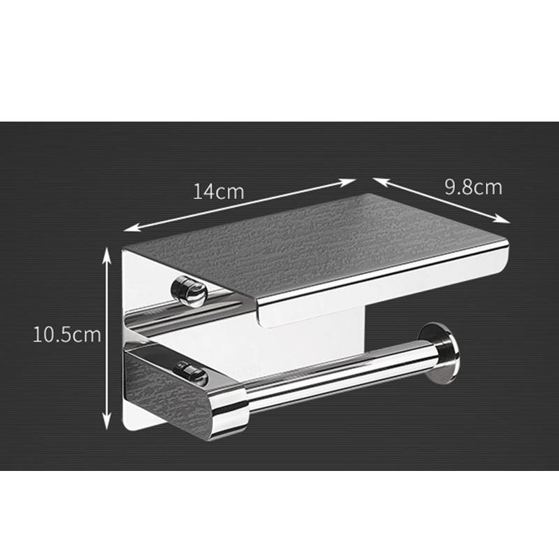 SUS 304 Stainless Steel Toilet Paper Holder with Phone Shelf  Bathroom Tissue Holder Toilet Paper Roll Holder