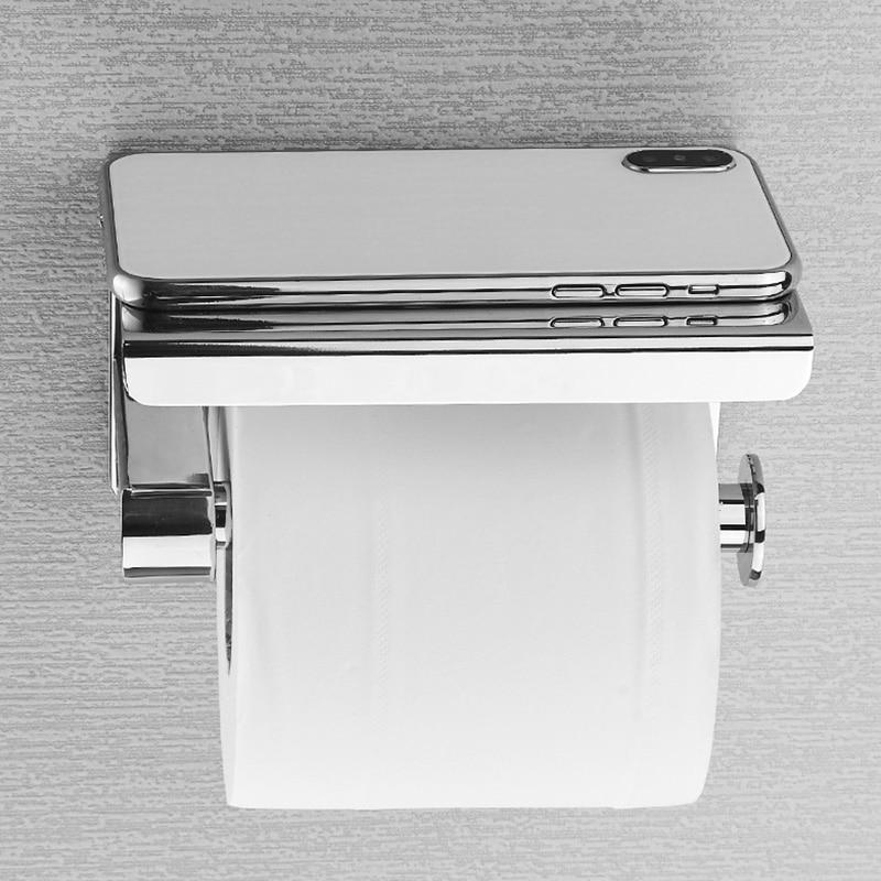 SUS 304 Stainless Steel Toilet Paper Holder with Phone Shelf  Bathroom Tissue Holder Toilet Paper Roll Holder