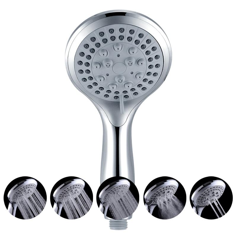 5 modes ABS plastic Bathroom shower head big panel round Chrome rain head Water saver Classic design G1/2 rain showerhead