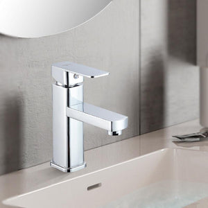 Basin Faucets Basin Faucet Tap Mixer Finish Brass Square Pillar Designer Water Chrome Modern Waterfall Faucets