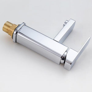 Basin Faucets Basin Faucet Tap Mixer Finish Brass Square Pillar Designer Water Chrome Modern Waterfall Faucets