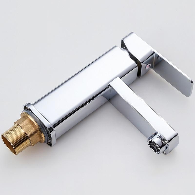 Basin Faucets Basin Faucet Tap Mixer Finish Brass Square Pillar Designer Water Chrome Modern Waterfall Faucets