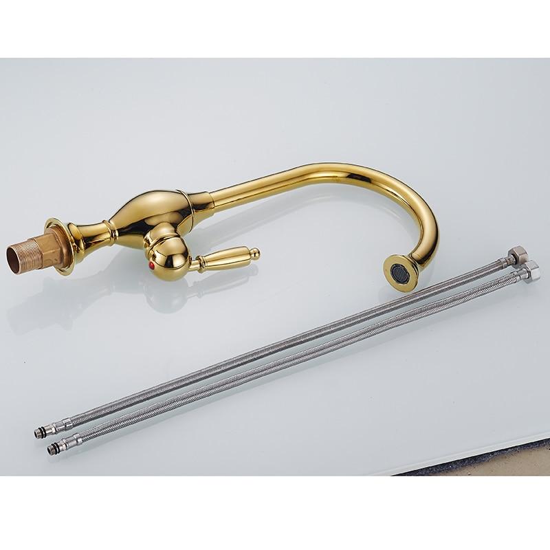 Basin Faucets Gold Single Handle Basin Tap Single Hole Handle Swivel 360 Degree Water Mixer Tap Bathroom Faucets