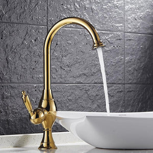 Basin Faucets Gold Single Handle Basin Tap Single Hole Handle Swivel 360 Degree Water Mixer Tap Bathroom Faucets