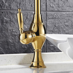 Basin Faucets Gold Single Handle Basin Tap Single Hole Handle Swivel 360 Degree Water Mixer Tap Bathroom Faucets