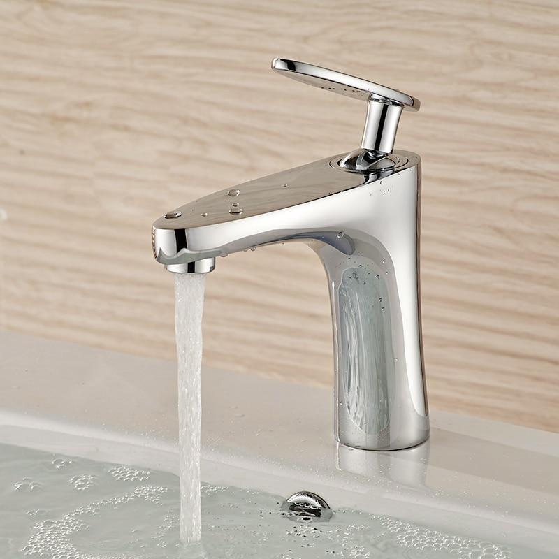 Basin Faucets Hot and Cold Bathroom Faucet Water Basin Mixer Tap Chrome Single Handle Basin Water Sink Mixer Tap