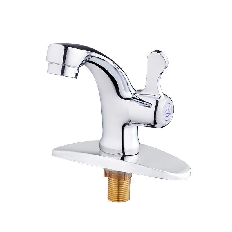 Bathroom Basin Faucet Cold Water Tap With Single Spout & Handle Copper Valve Core Copper Edge Open Basin Faucet