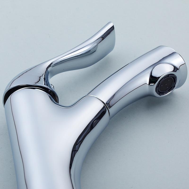 Pull Out Bathroom Basin Sink Faucet Single Handle Hot and Cold Water Crane Vessel Sink Mixer Tap