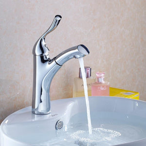 Pull Out Bathroom Basin Sink Faucet Single Handle Hot and Cold Water Crane Vessel Sink Mixer Tap