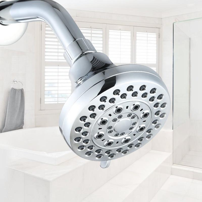 Shower Head High Pressure 4 Inch 5-setting Adjustable Shower Head Rainfall Rain Shower Head Bathroom Powerful Shower Head