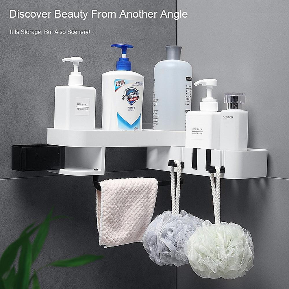 Shelf in Bathroom Corner Shelves Shampoo Holder Kitchen Storage Rack Mess Shower Organizer Wall Holder Space Saver For Household