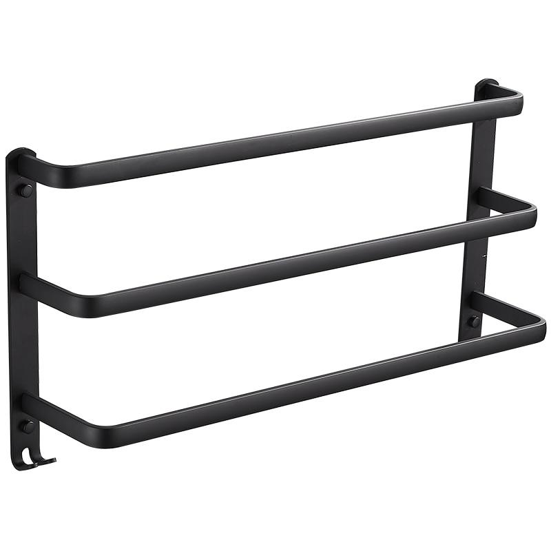 Wall Mounted Towel Rack Towel Hanger Rail Space Aluminum Black Towel Bar Rail Matte Black Towel Holder Bathroom Accessories