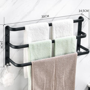 Wall Mounted Towel Rack Towel Hanger Rail Space Aluminum Black Towel Bar Rail Matte Black Towel Holder Bathroom Accessories